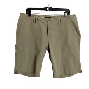 Marmot Lobos Shorts Womens 12 Cargo Bermuda Tan Green Stretch Hiking Outdoor